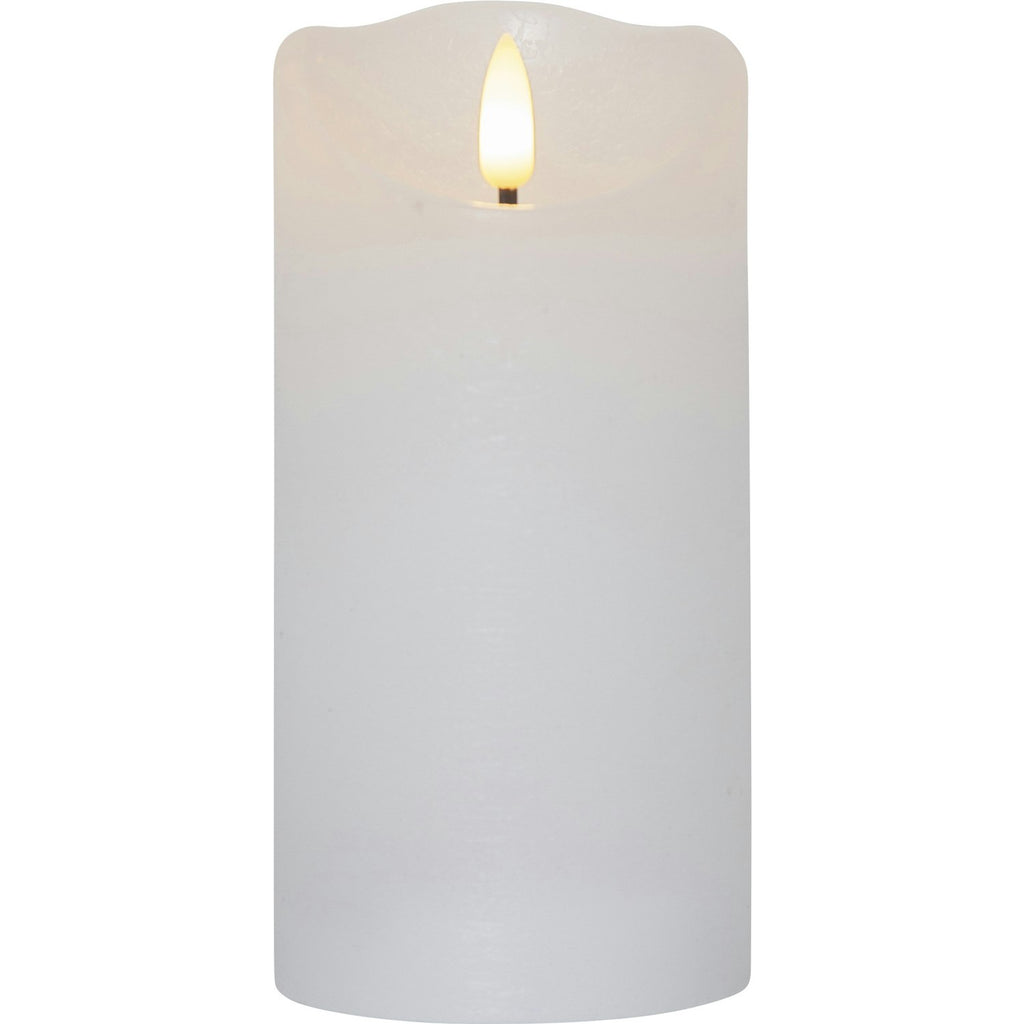 Star Trading Flamme Rustic LED Stumpenkerze Weiß, 15 Cm