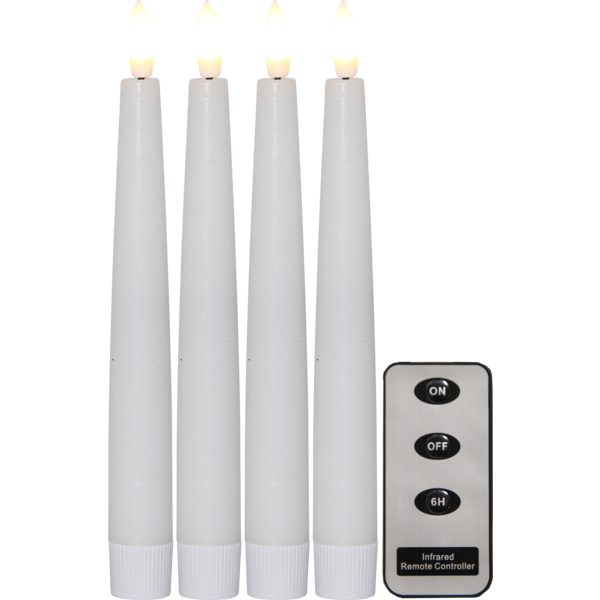 Star Trading Flamme Slim Spitzkerze 4-er Set, Weiß