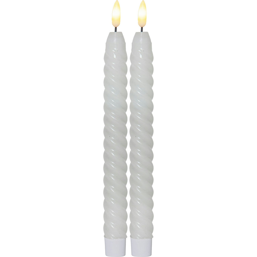 Star Trading Flamme Swirl LED Antike Kerze 25 Cm 2-er Set, Weiß