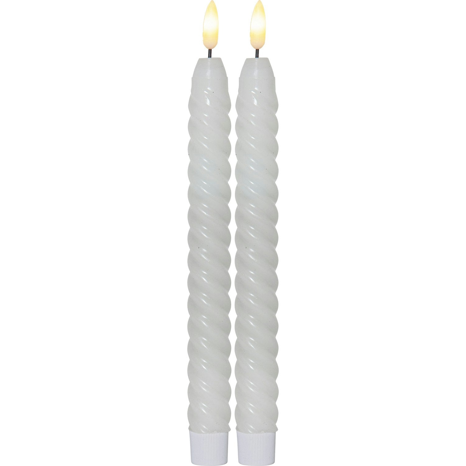 Star Trading Flamme Swirl LED Antike Kerze 25 Cm 2-er Set, Weiß