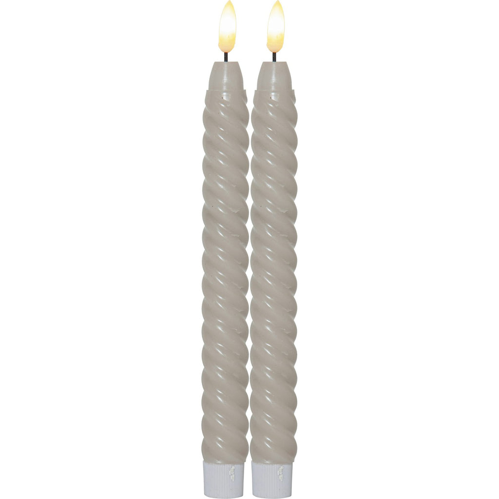 Star Trading Flamme Swirl LED Antike Kerze 25 Cm 2-er Set, Beige