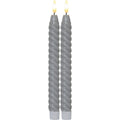 Star Trading Flamme Swirl LED Antike Kerze 25 Cm 2-er Set, Grau