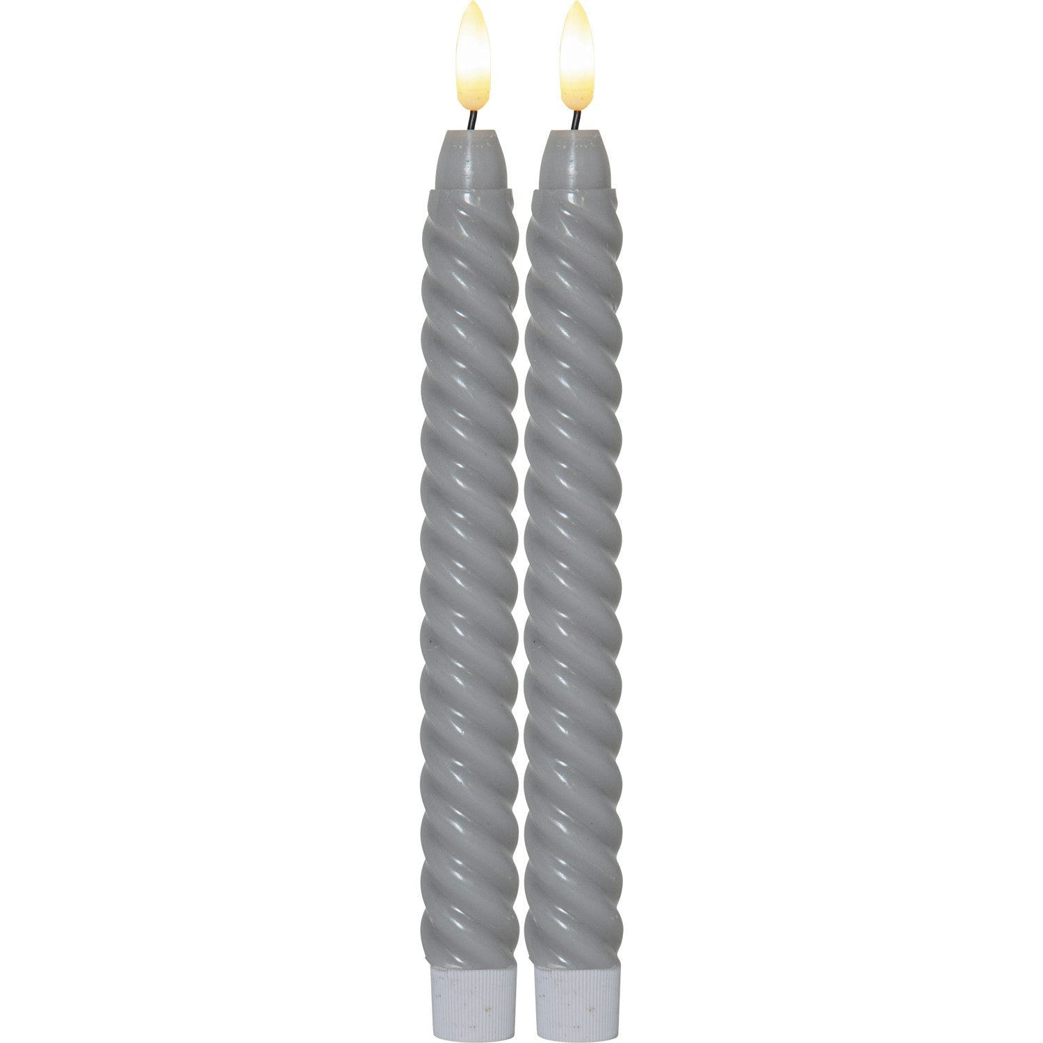 Star Trading Flamme Swirl LED Antike Kerze 25 Cm 2-er Set, Grau