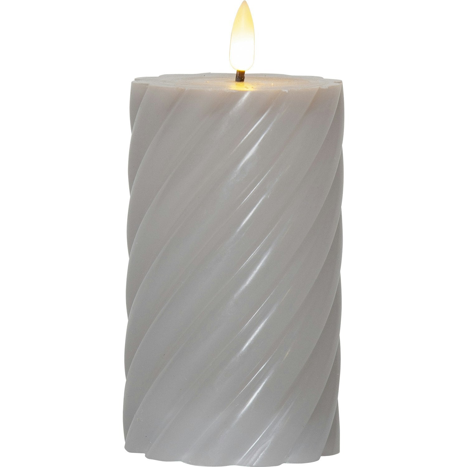 Star Trading Flamme Swirl LED Stumpenkerze 15 Cm, Grau