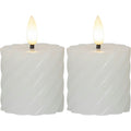 Star Trading Flamme Swirl LED Stumpenkerze 7,5 Cm 2-er Set, Weiß