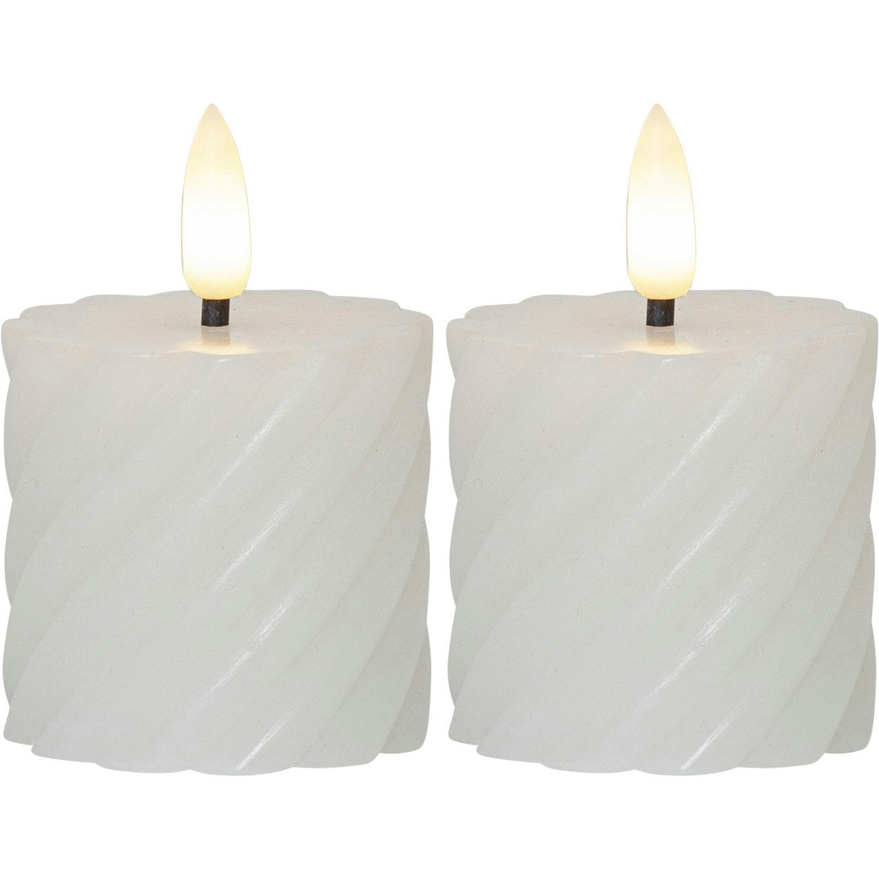 Star Trading Flamme Swirl LED Stumpenkerze 7,5 Cm 2-er Set, Weiß