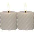 Star Trading Flamme Swirl LED Stumpenkerze 7,5 Cm 2-er Set, Beige