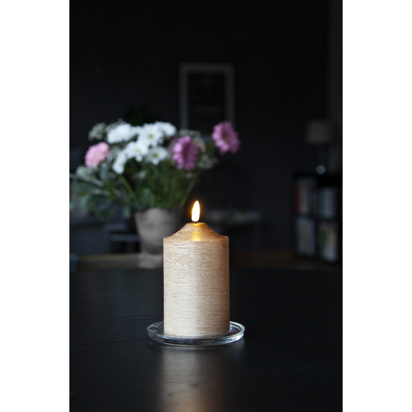 Star Trading LED-Flamme Stumpenkerze, Gold