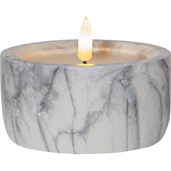 Star Trading Flamme LED Stumpenkerze Marmorfarben, 7,5 Cm