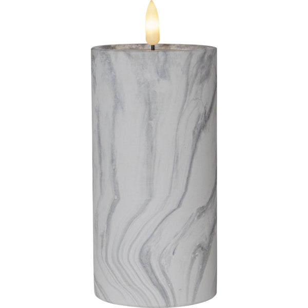 Star Trading Flamme LED Stumpenkerze Marmorfarben, 17,5 Cm