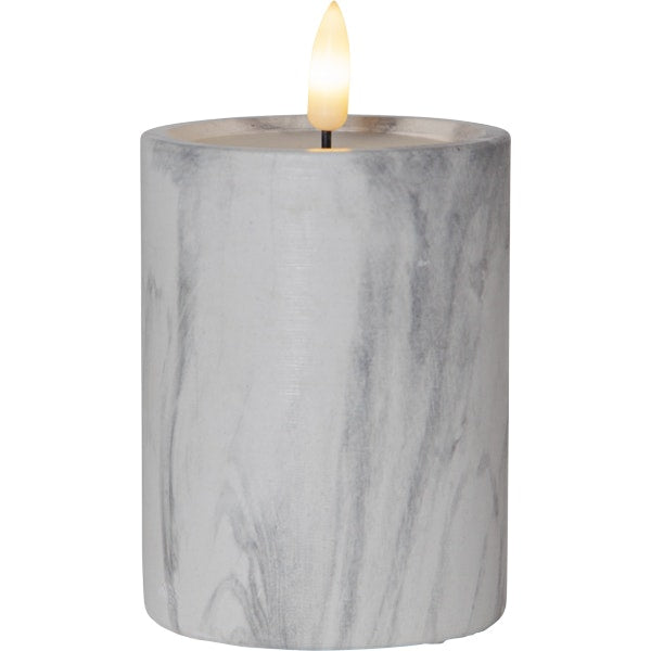 Star Trading Flamme LED Stumpenkerze Marmorfarben, 12,5 Cm