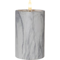 Star Trading Flamme LED Stumpenkerze Marmorfarben, 15 Cm
