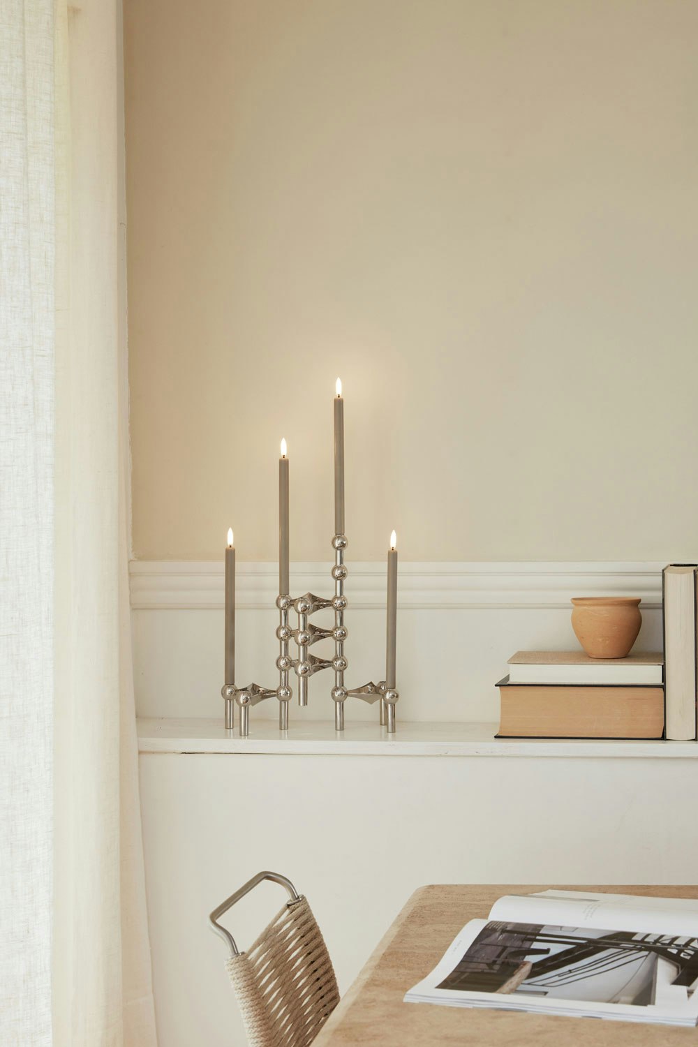  Taper Candles By Uyuni Led-Kerze 2-er Set, Weiß