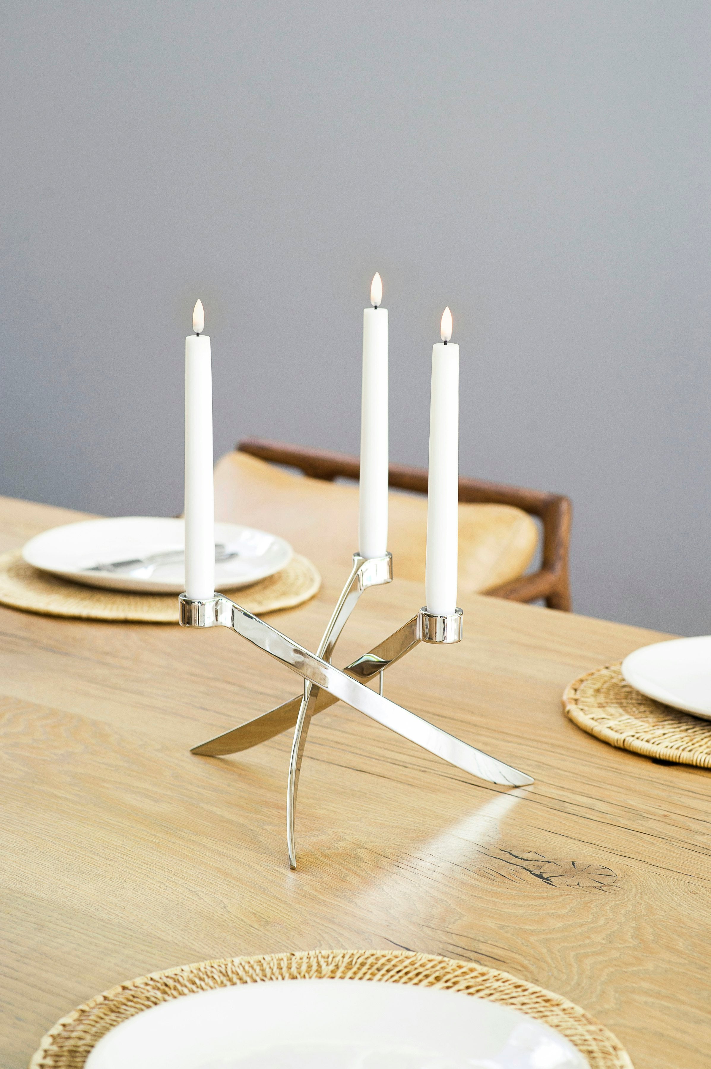  LED Stabkerze Nordic White 2-er Set, 2,3x15,5 Cm