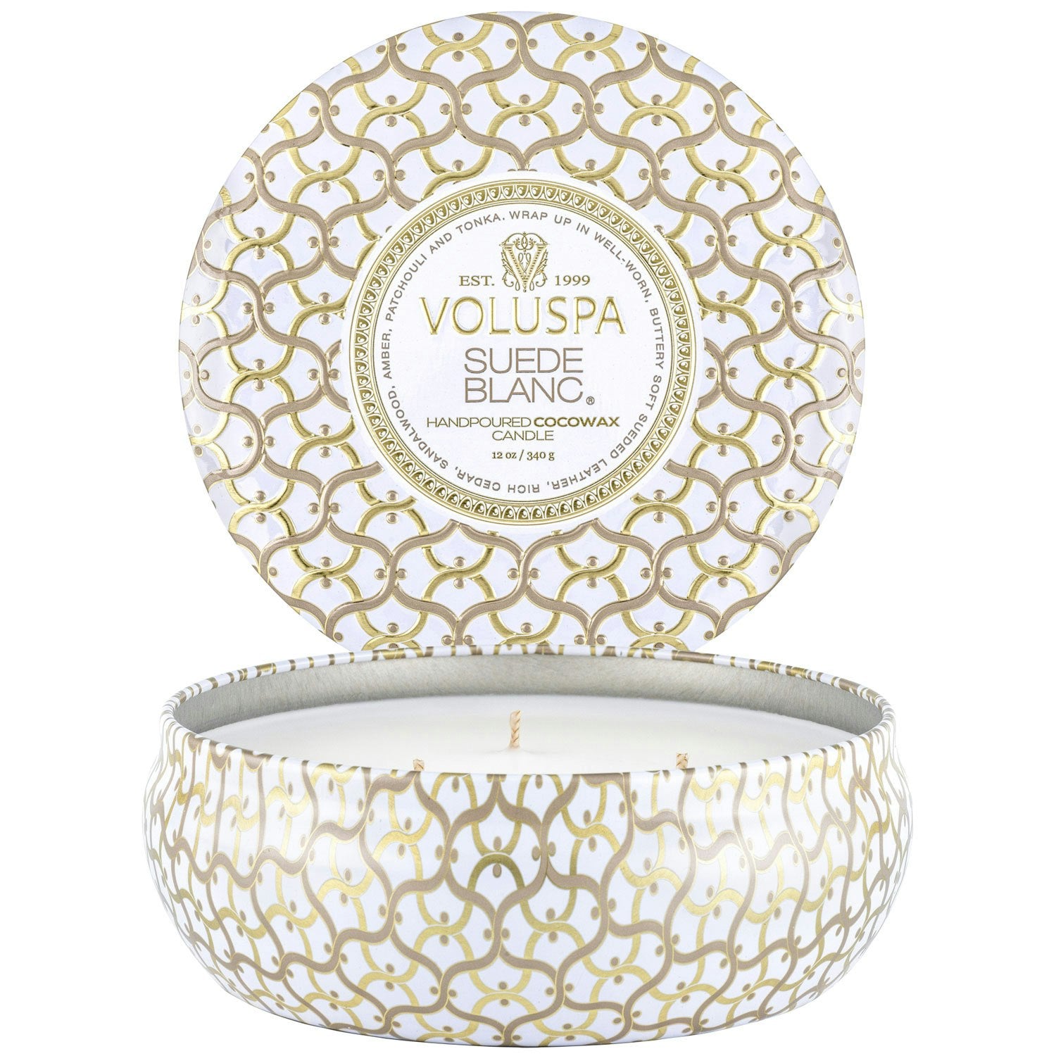 Voluspa Maison 3-wick Tin Duftkerze, Suede Blanc
