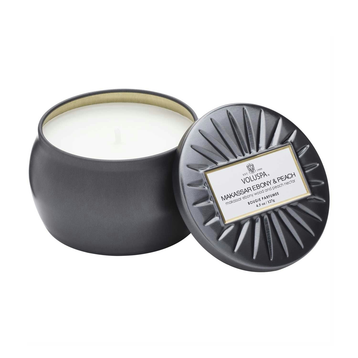 Voluspa Metallic Duftkerze Makassar Ebony & Peach, 25 Std.