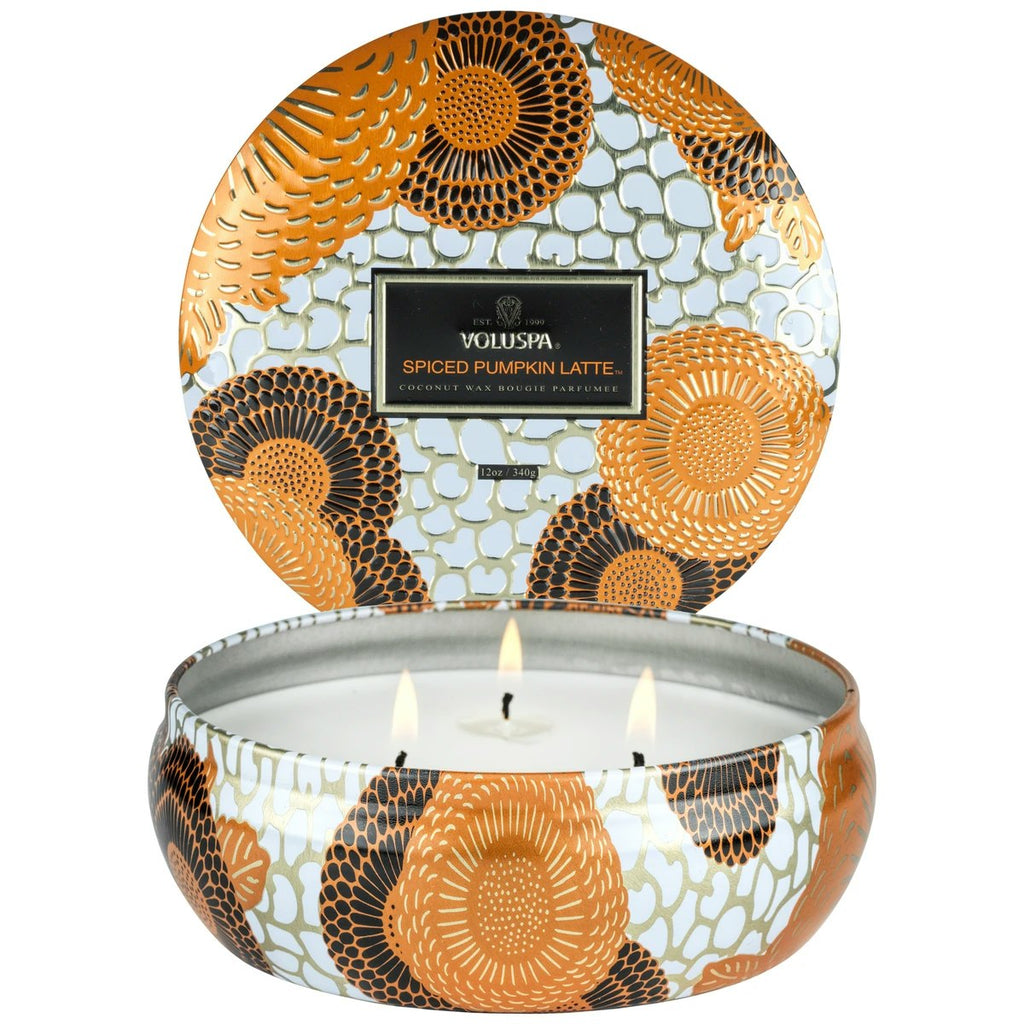 Voluspa Spiced-Pumpkin-Latte-Seasonal-3-Docht-Schale- Duftkerze